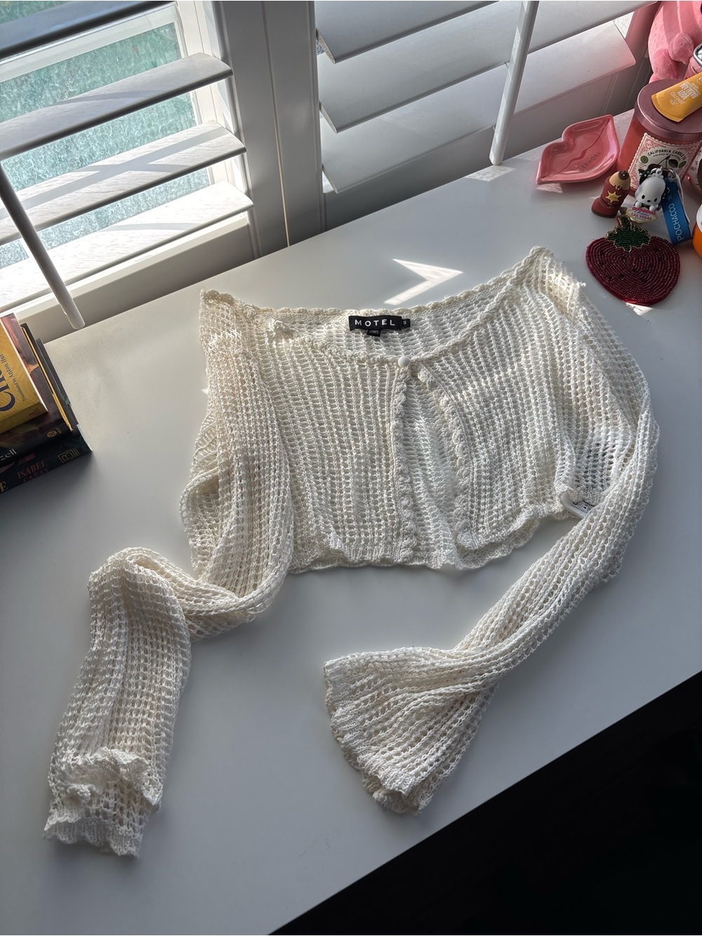 Motel Rocks Ivory Cropped Cardigan Small
